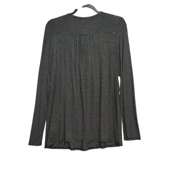 Knox Rose Black & White Striped Long Sleeve Blouse Embroidered Detail S 4027 - Picture 2 of 8